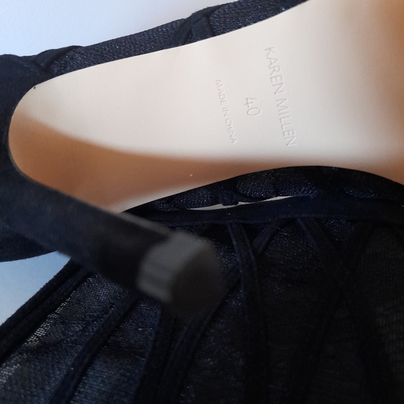 KAREN MILLEN Black Sheer Peep Toe Ankle Booties NWOT - Picture 13 of 14